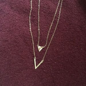 NWOT Gold Layered Triangle Necklace